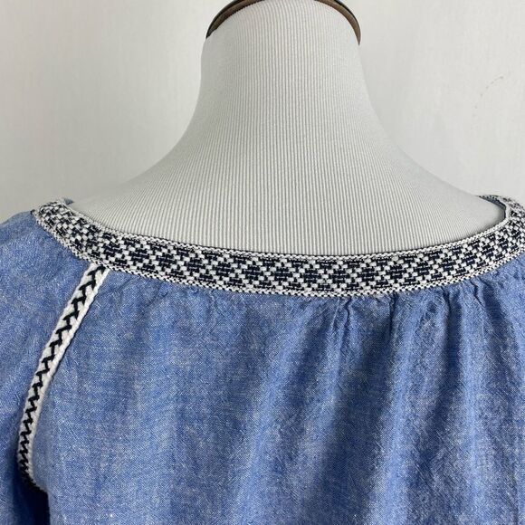Zara Blue Embroidered Blouse sz XS - Picture 3 of 4